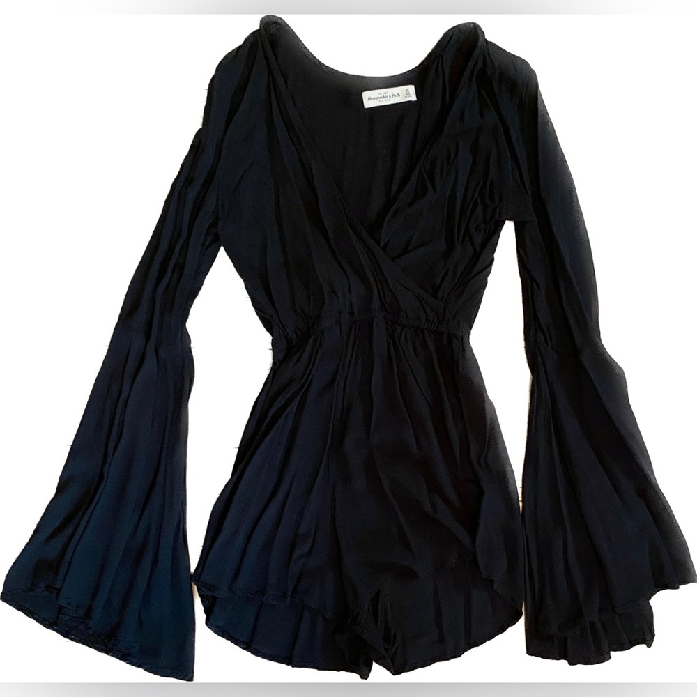Black Romper with Bell Sleeves